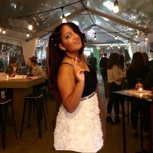 Black & pink tulle rose cocktail/party dress, Sz 9